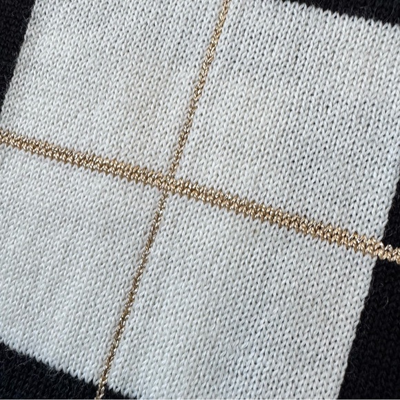 Vintage Jacobson’s Black & Cream Wool Blend Plaid Sweater Petite M Retro Preppy - Picture 6 of 9